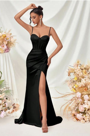 Addy Spaghetti Backless satin dress