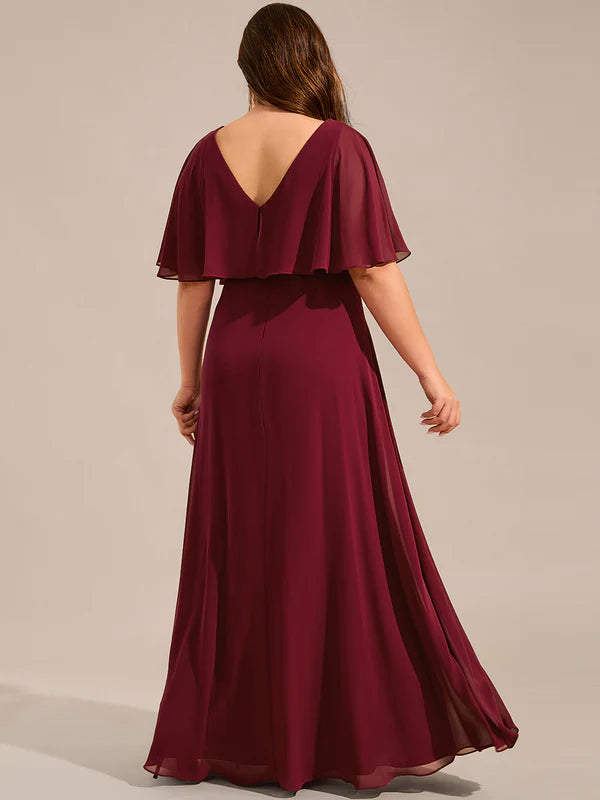 Kate Elegant Shawl Bat-wing Sleeve Chiffon Evening Dress