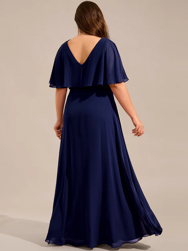 Kate Elegant Shawl Bat-wing Sleeve Chiffon Evening Dress