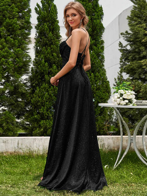 Shiloh Sequin swing collar Evening Dress with high split