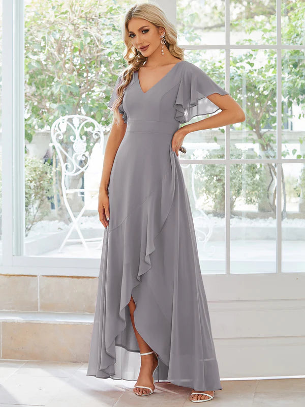 Jodi High Low Ruffle Chiffon Bridesmaid Dress