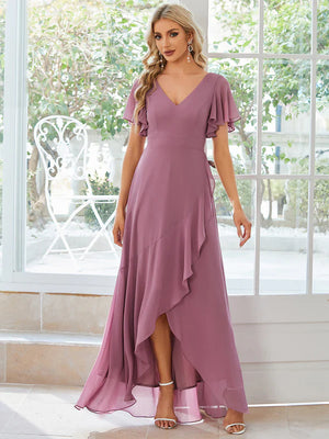 Jodi High Low Ruffle Chiffon Bridesmaid Dress