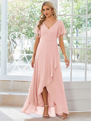 Jodi High Low Ruffle Chiffon Bridesmaid Dress