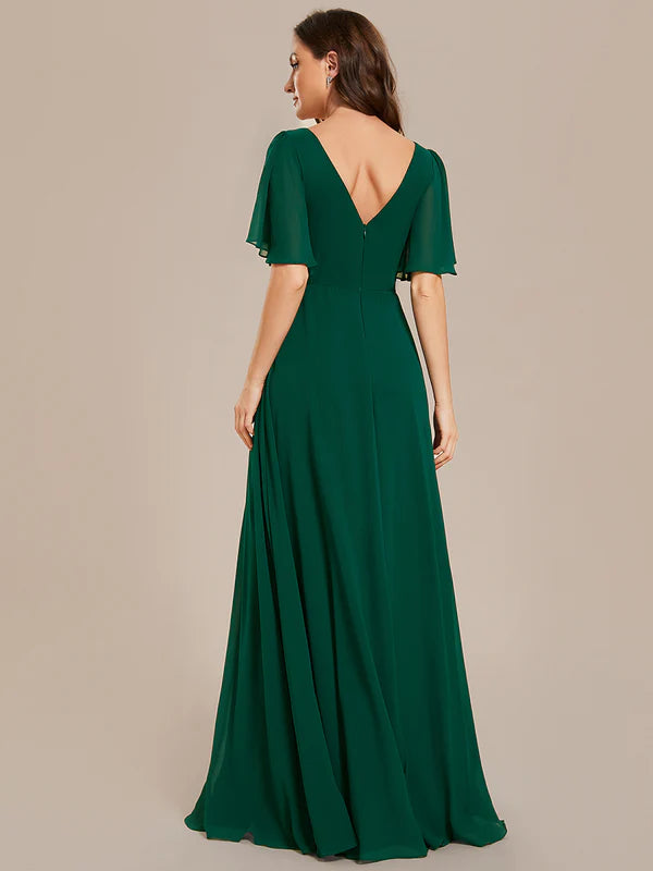 Heidi Chiffon Empire Waist Floor Length Evening Dress