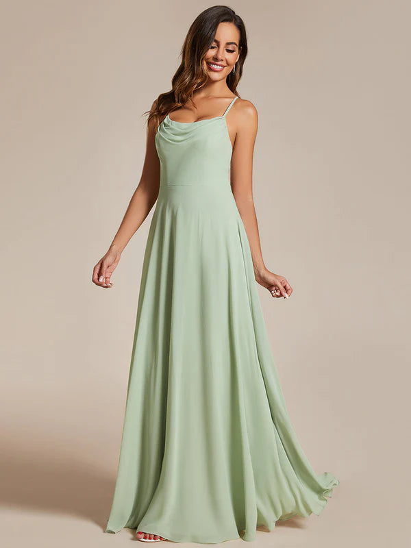 Nadene Draped Collar Floor Length Dress