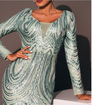 Tracey Long Sleeve Sequin Mermaid dress