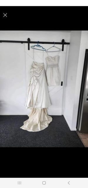 Two piece Champagne silk wedding dress