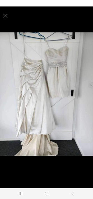 Two piece Champagne silk wedding dress