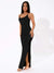 Chantal Crisscross Tie Backless Split Thigh Dress