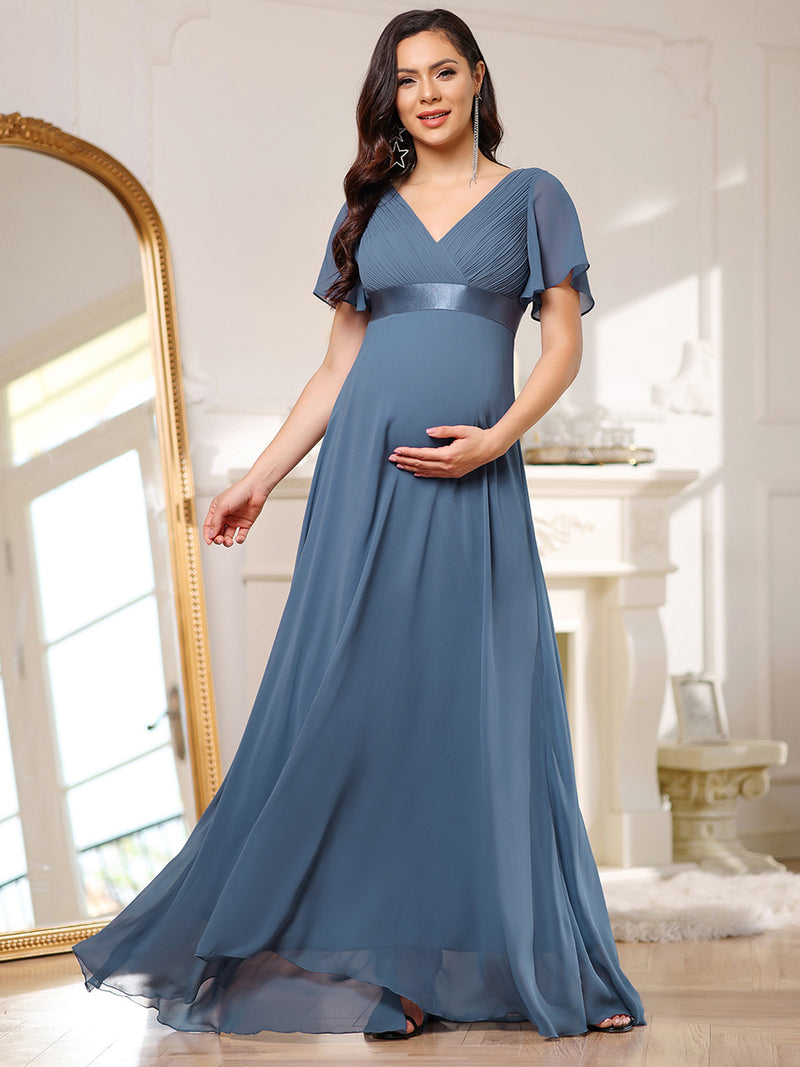 Jacqui Deep V neck Maternity Bridesmaids Dress