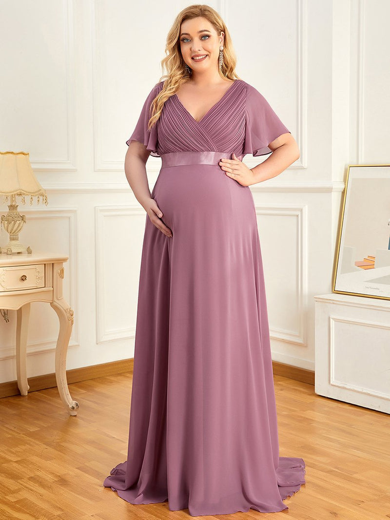 Jacqui Deep V neck Maternity Bridesmaids Dress